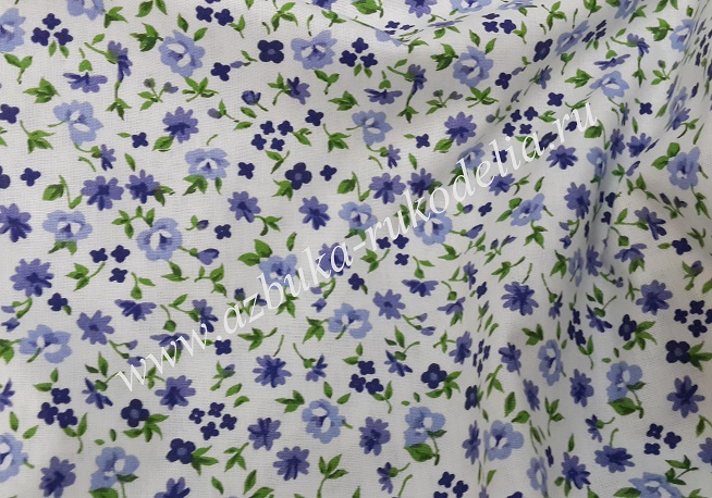 Хлопковая ткань мелкий цветок голубой Перкаль, 27,5х50см